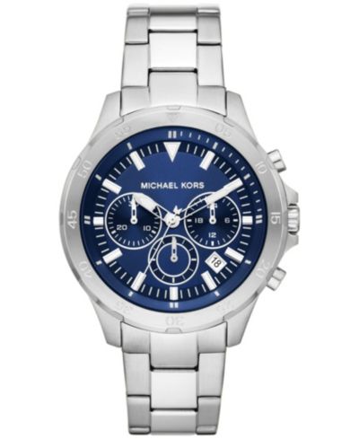 Мужские часы Michael Kors Greyson Chronograph, серебристая нержавеющая сталь, 43mm