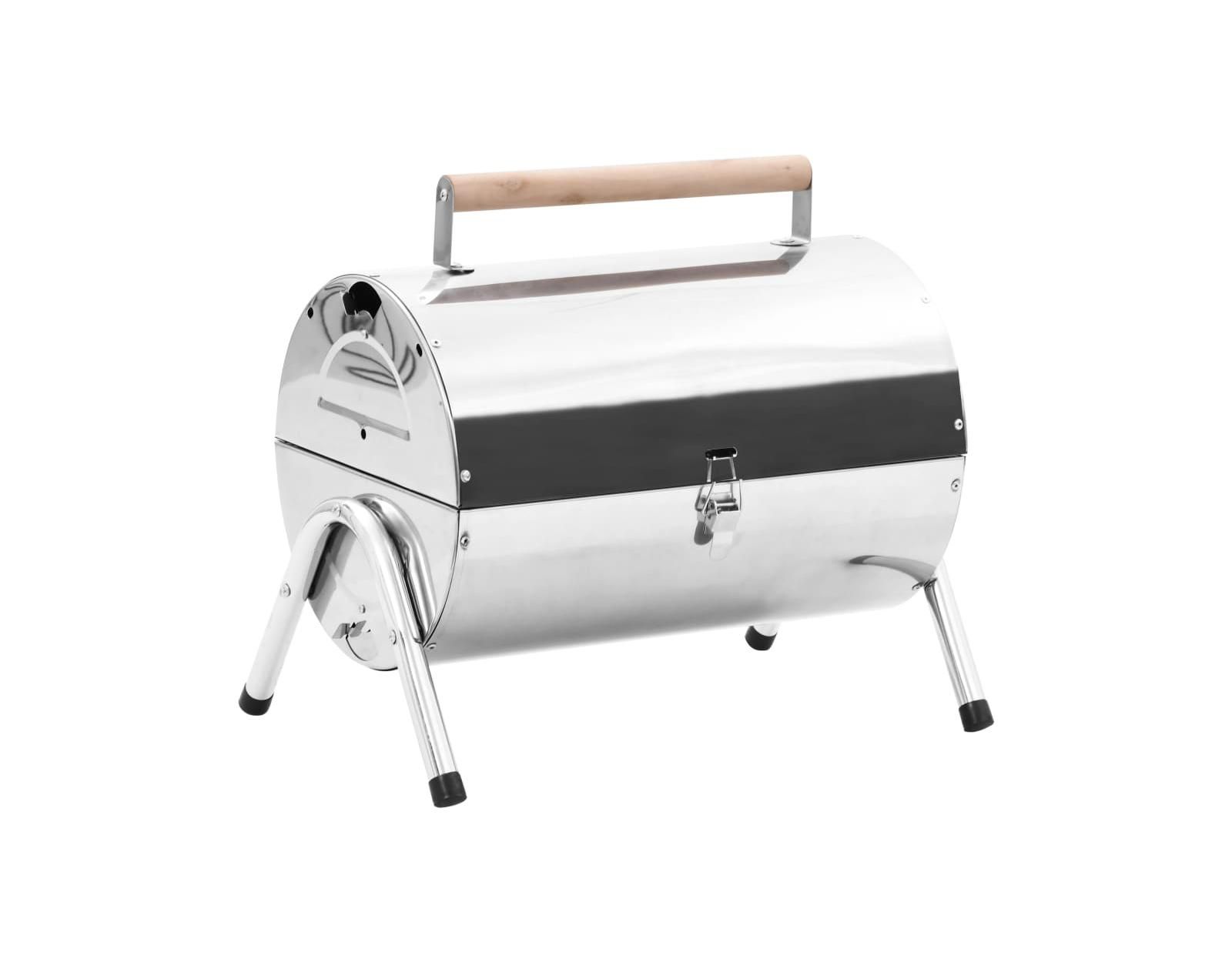 vidaXL Portable Tabletop Charcoal BBQ Grill Stainless Steel Double Grids