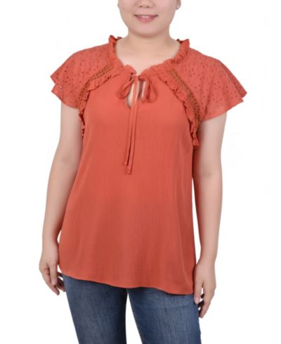 Блузка NY Collection Petite Eyelet Sleeve