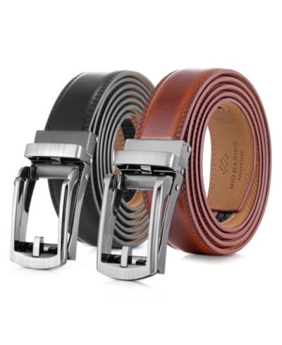 Mio Marino Men's Swank Hasp Leather 2 Pack Linxx Ratchet Belt