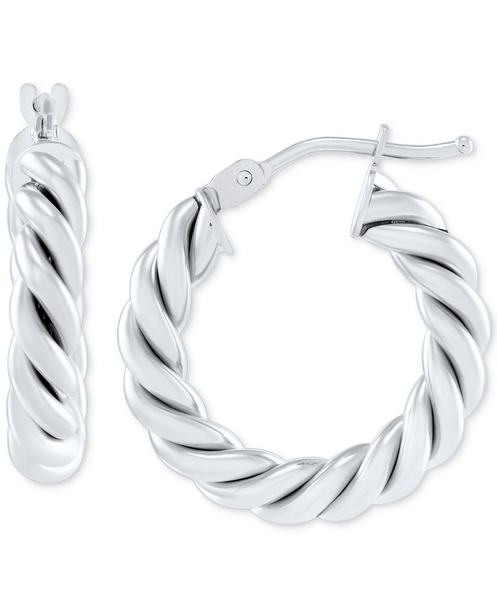 Серьги-кольца Italian Gold Twist-Style Tube Small Hoop Earrings из золота 10k, 3/4"