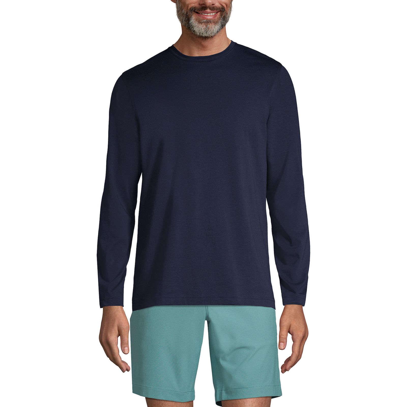 Мужская хлопковая футболка Lands' End Long Sleeve Supima