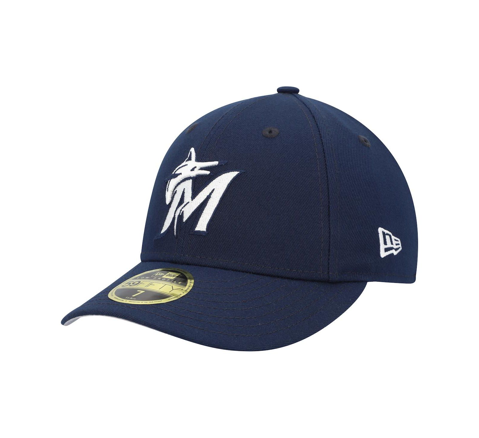 Мужская кепка New Era Navy Miami Marlins Oceanside Low Profile 59FIFTY Fitted