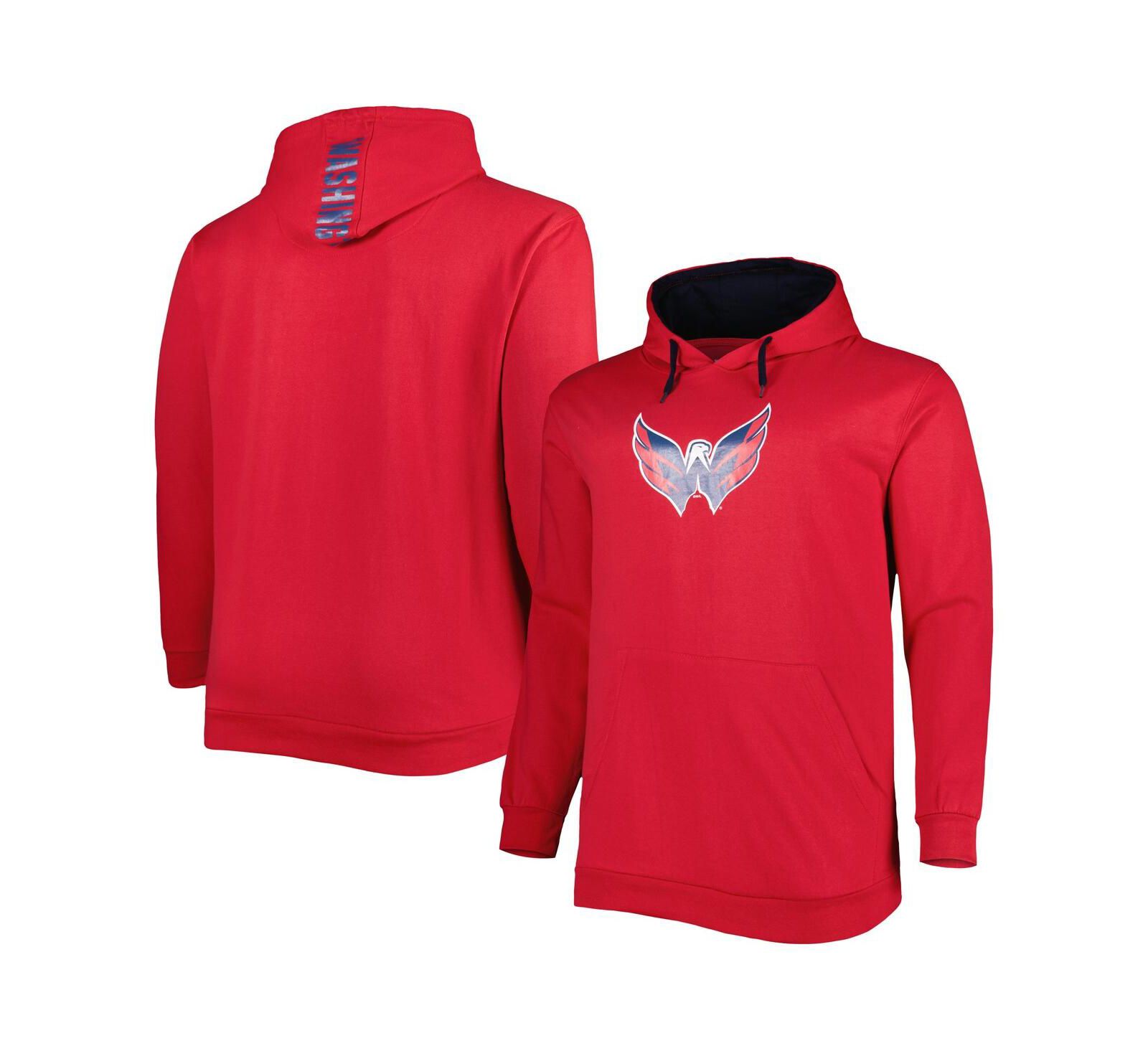 Men's Red Washington Capitals Big and Tall Fleece Pullover Hoodie