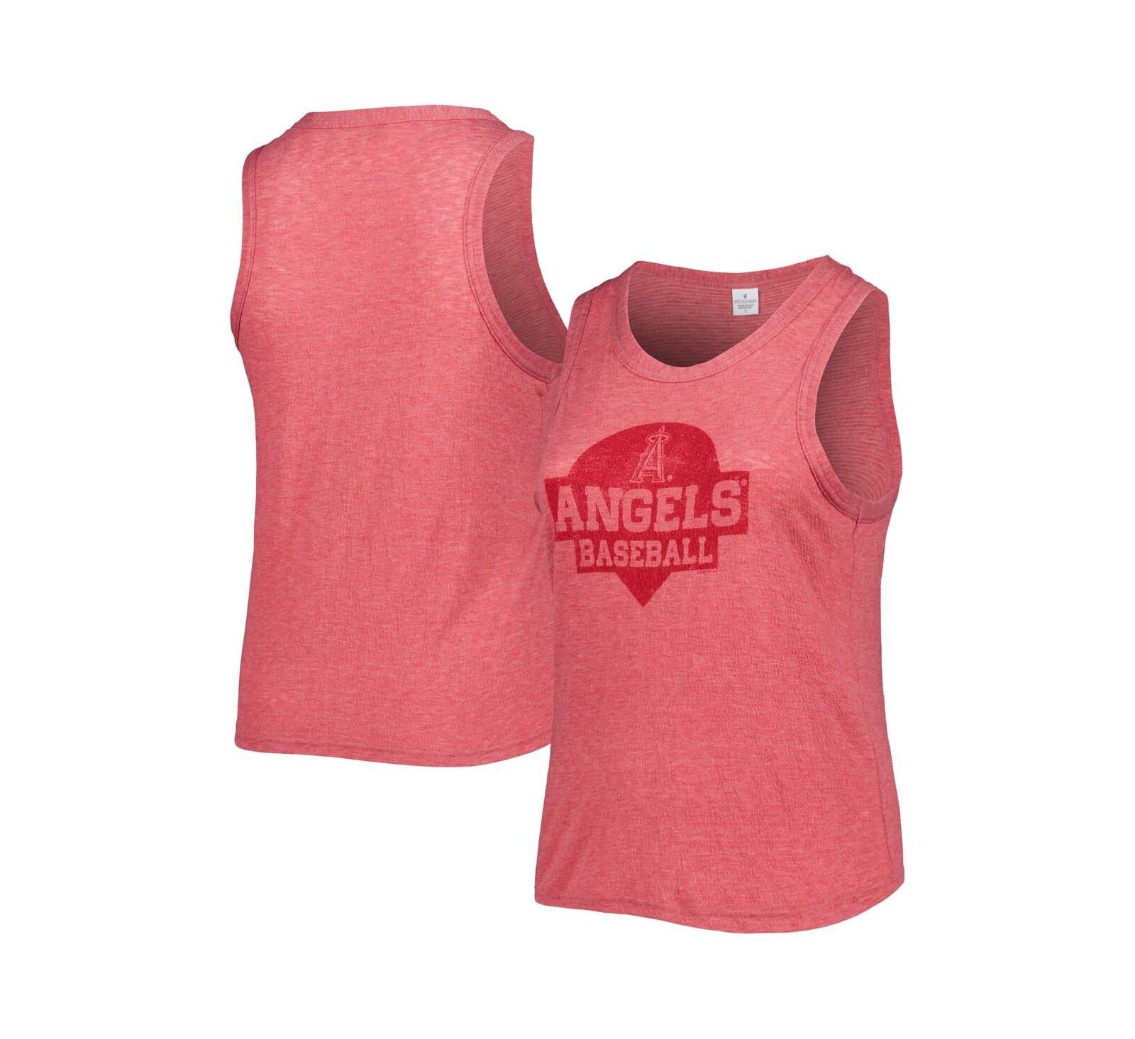 Women's Soft As A Grape Red Los Angeles Angels Plus Size High Neck Tri-Blend Tank Top