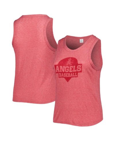 Women's Soft As A Grape Red Los Angeles Angels Plus Size High Neck Tri-Blend Tank Top