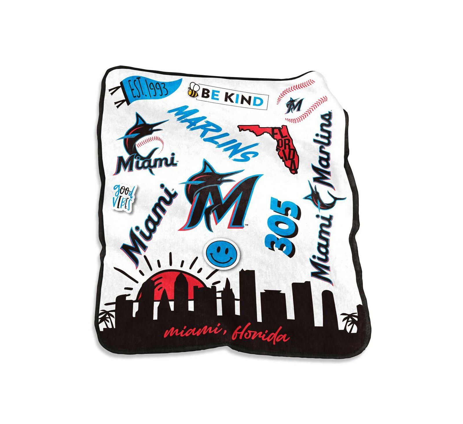 Плед Miami Marlins Native Raschel Plush, 50'' x 60''