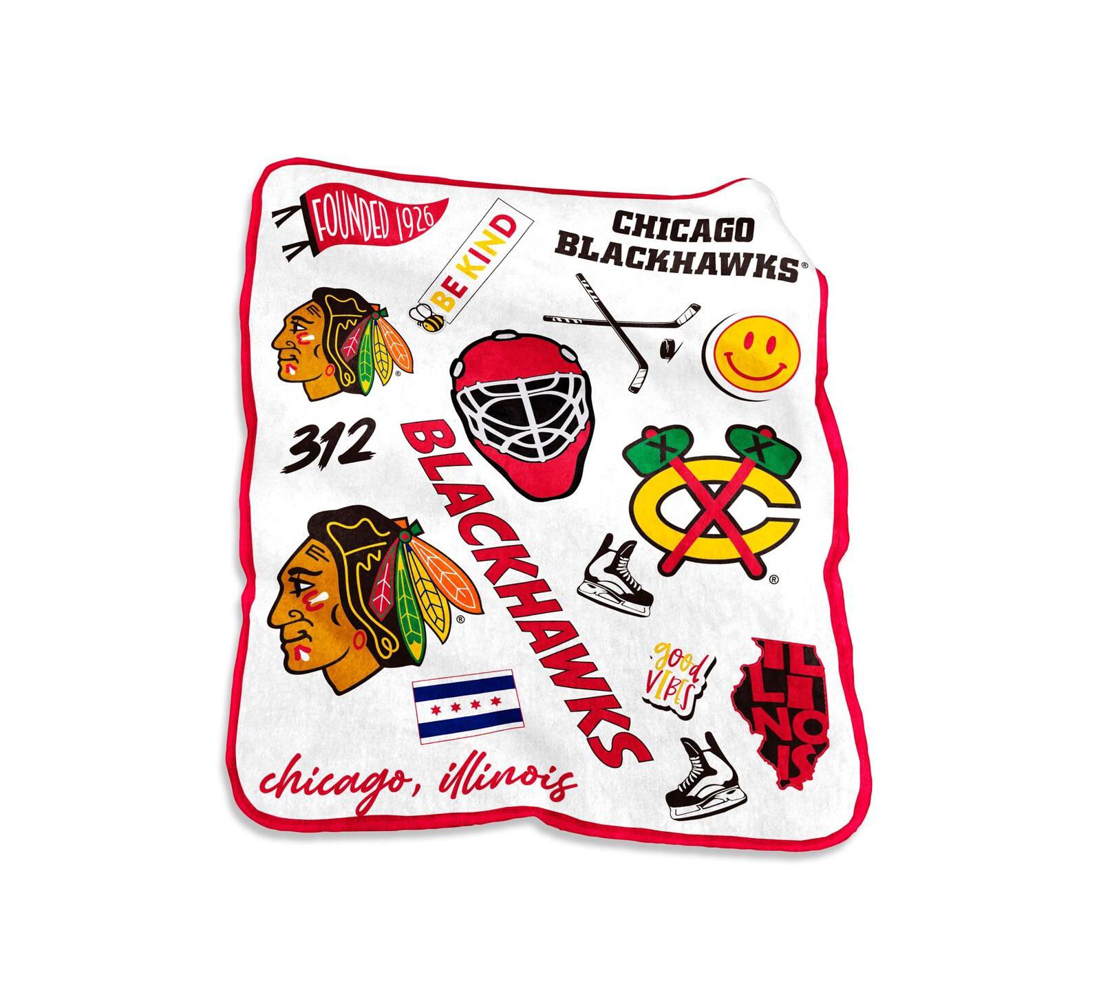 Logo Brands плед Chicago Blackhawks Native Raschel Plush 50'' x 60''