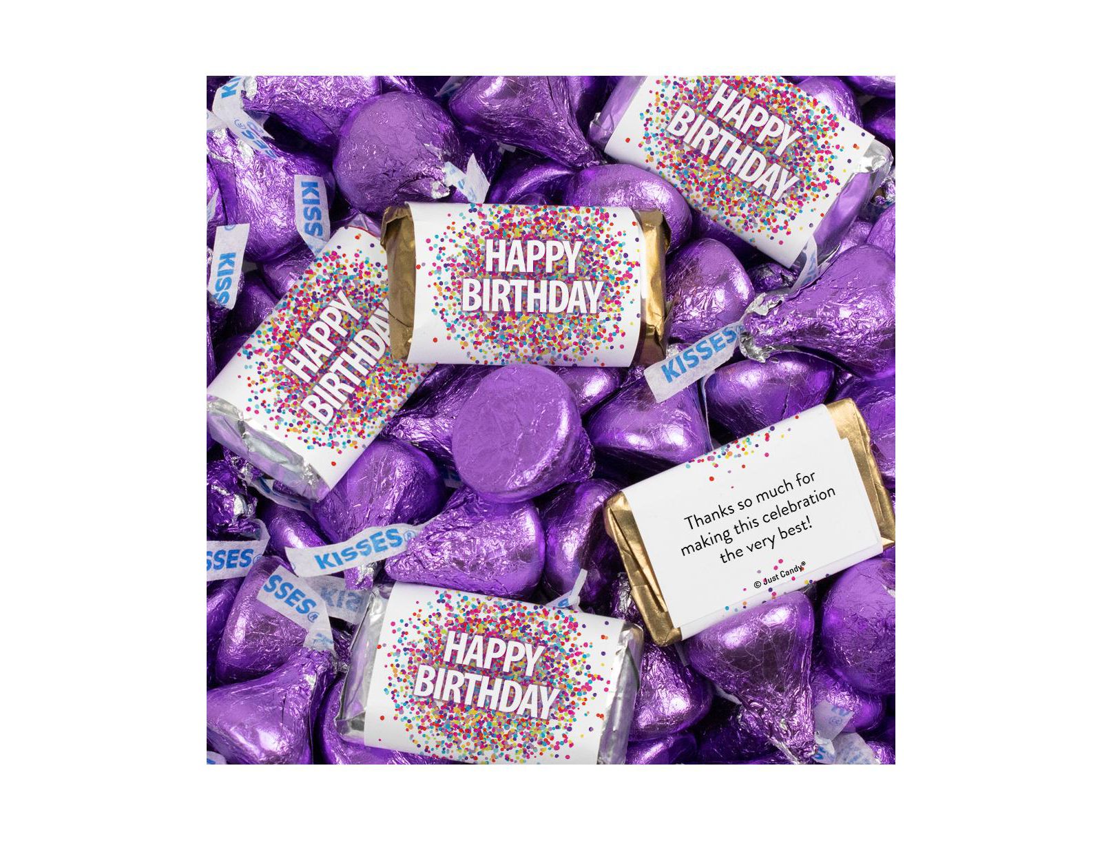 Just Candy Birthday Candy Party Favors Hershey's Miniatures and Kisses, 124 Pieces