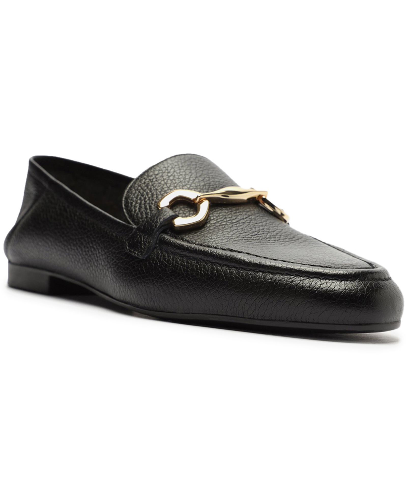 Arezzo Women's Emma Horse Bit Pebble Leather Classic Loafers