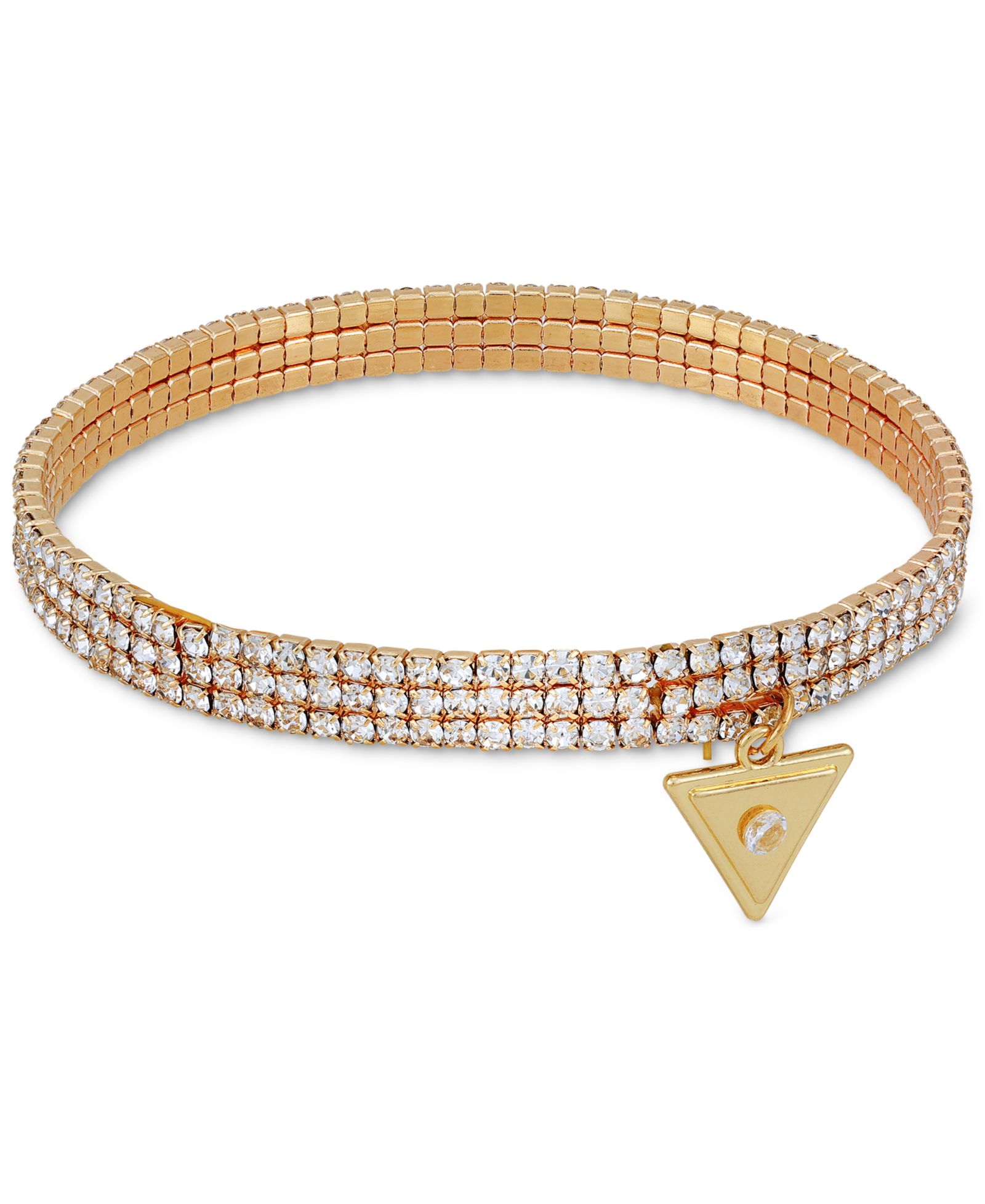 Браслет GUESS Gold-Tone V Logo Charm Rhinestone Stretch