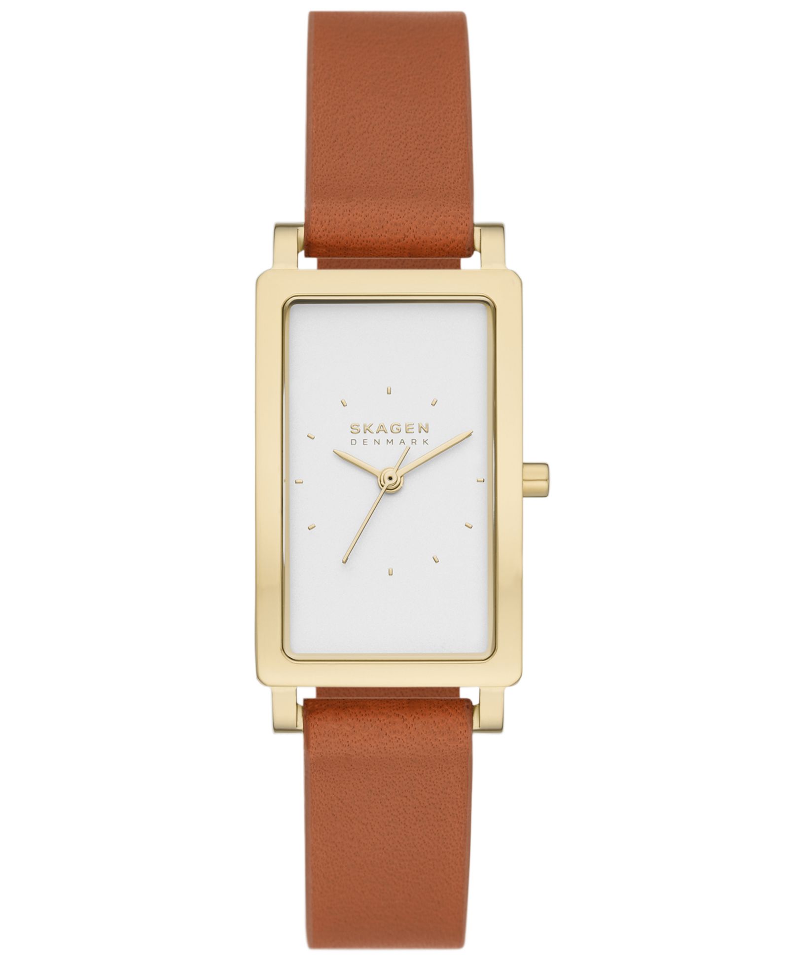 Женские часы Skagen Hagen Quartz Three Hand с коричневым кожаным ремешком, 22mm