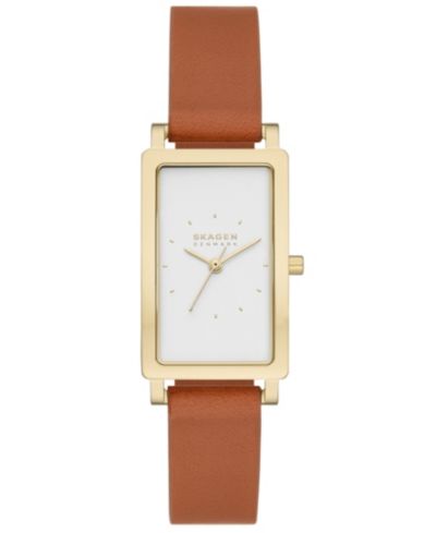 Skagen Women's Hagen Quartz Three Hand Brown Leather Watch, 22mm