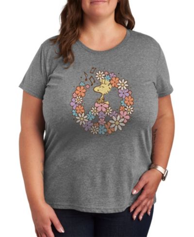 Hybrid Apparel Woodstock Floral Peace Sign Plus Size Graphic T-Shirt