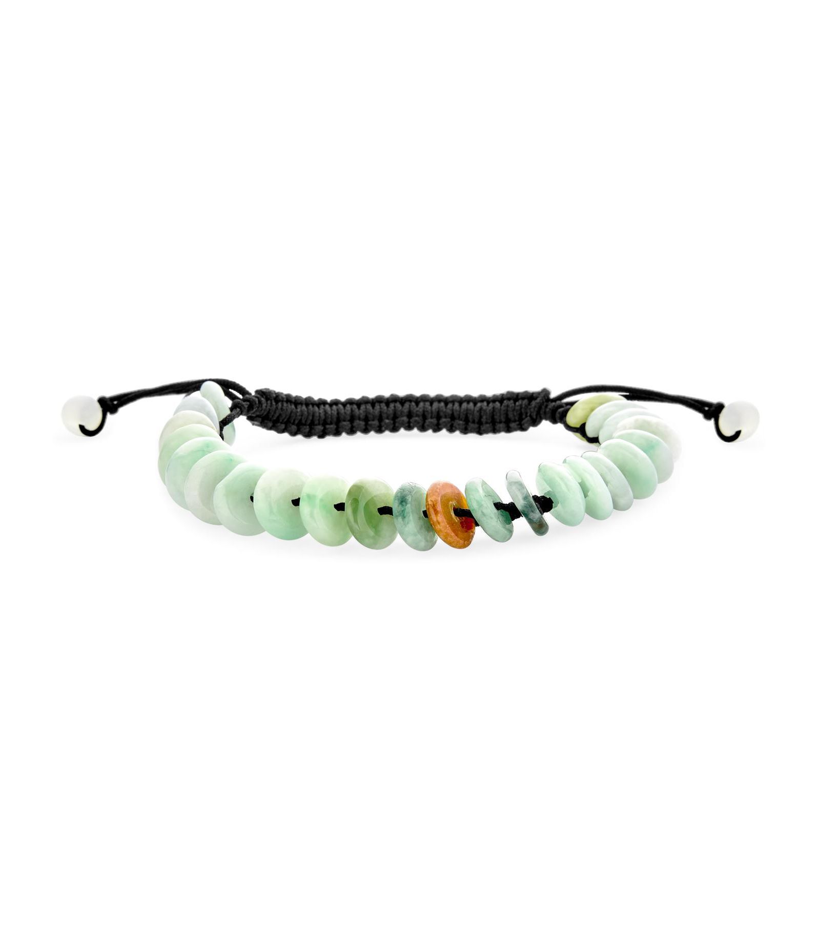 Bling Jewelry Natural Light Green Jade Gemstone Multi Donut Disc Boho Bracelet Adjustable