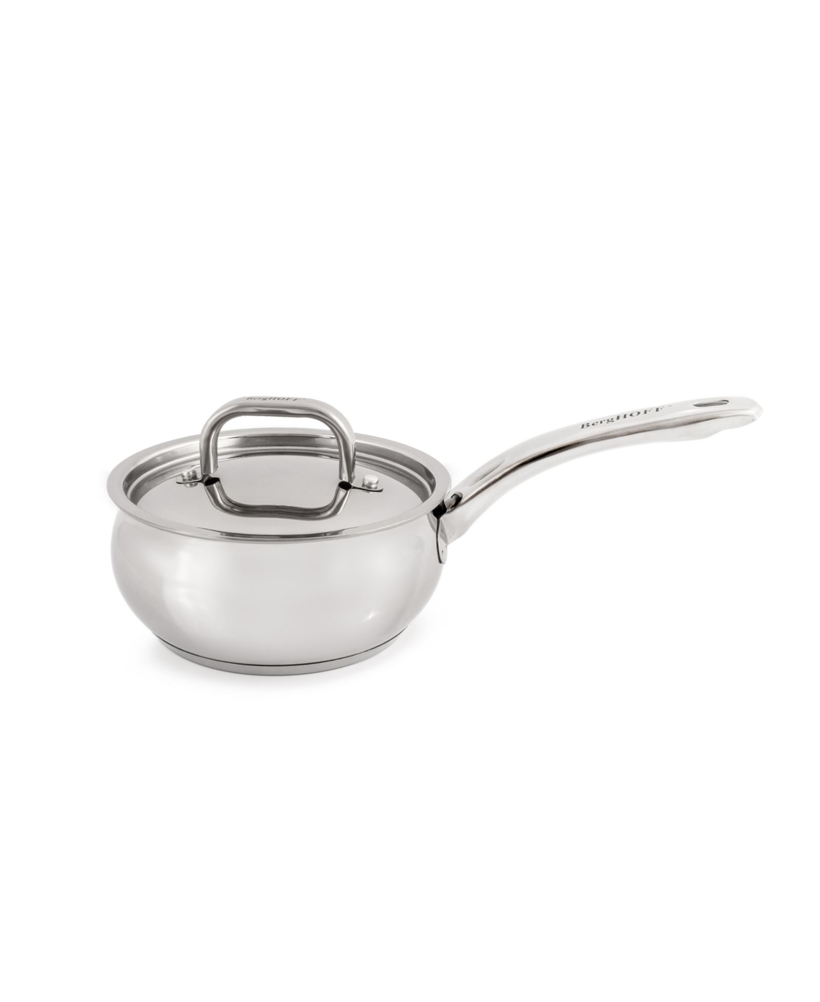 BergHOFF Belly Shape 18/10 Stainless Steel 6.25" Sauce Pan with SS Lid, 1.5qt.