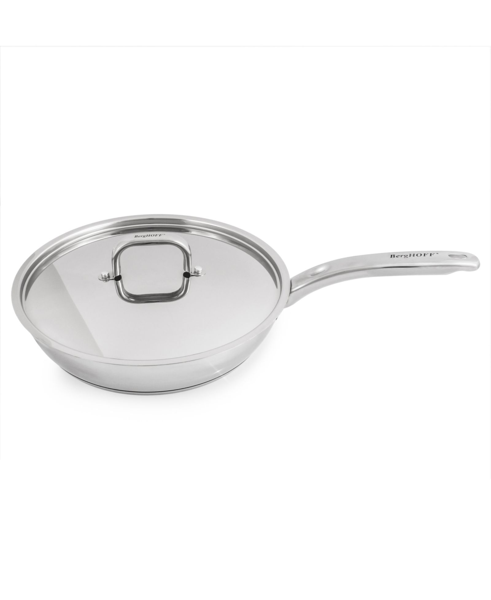 BergHOFF Belly Shape 18/10 Stainless Steel 10.5" Skillet with SS Lid, 2.5qt.