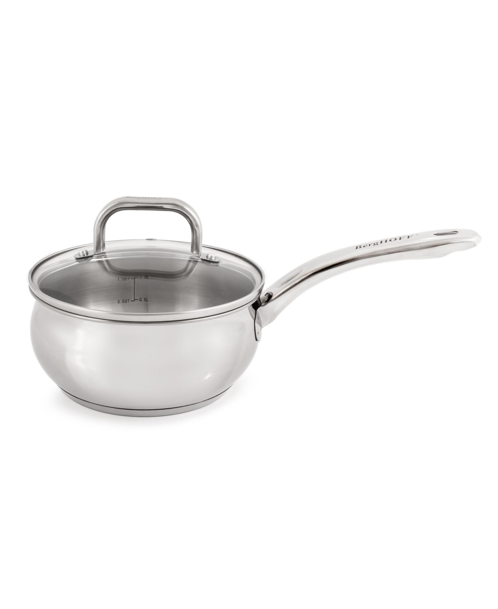 Сотейник BergHOFF Belly Shape 18/10 Stainless Steel 6.25" with Glass Lid 1.5qt.