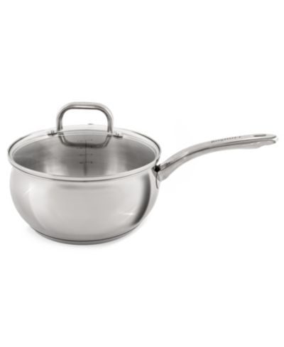 BergHOFF Belly Shape 18/10 Stainless Steel 8" Sauce Pan with Glass Lid, 3.2qt.