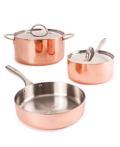 BergHOFF Vintage 5pc Tri-Ply Copper Cookware Set with Lids, Polished