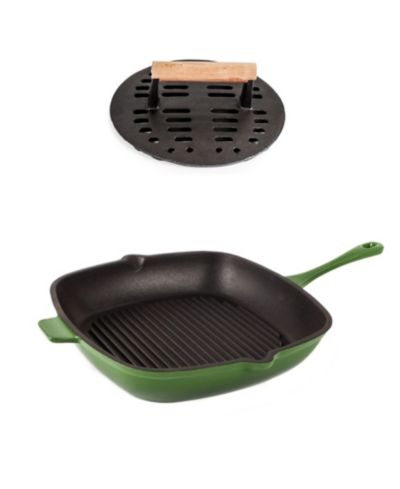 BergHOFF Neo 2pc Cast Iron 11" Grill Pan with Slotted Steak Press