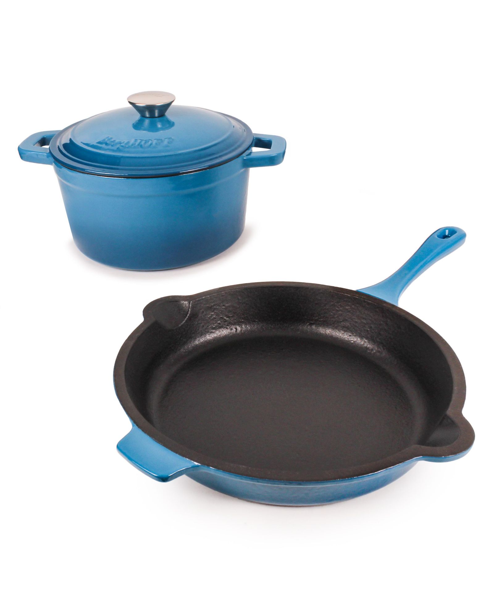 BergHOFF Neo 3pc Cast Iron Cookware Set, Fry Pan and Round Dutch Oven