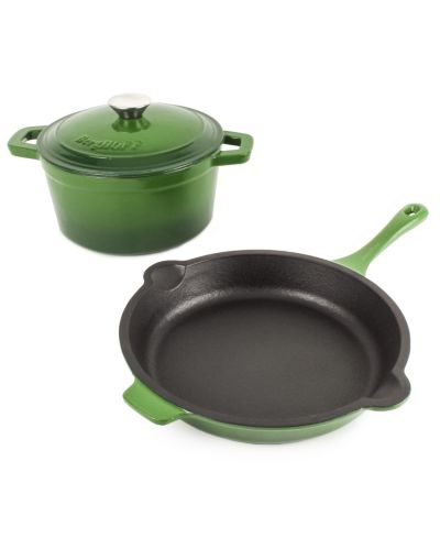 BergHOFF Neo 3pc Cast Iron Cookware Set, Fry Pan and Round Dutch Oven