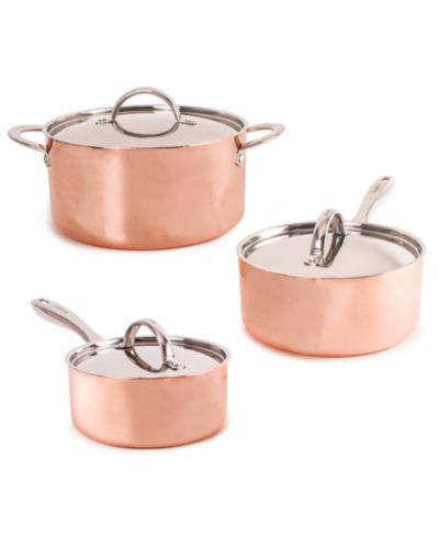 BergHOFF Vintage 6pc Tri-Ply Copper Cookware Set with Lids, Polished
