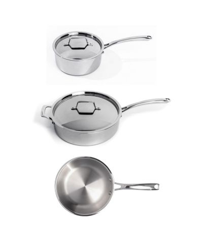 BergHOFF Professional 5pc Tri-Ply 18/10 Stainless Steel Starter Cookware Set, SS Lids