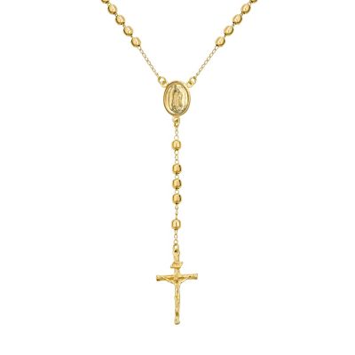 Bling Jewelry Virgin Mary Catholic Rosary Round Bead 3MM Ball Gold Plated Necklace
