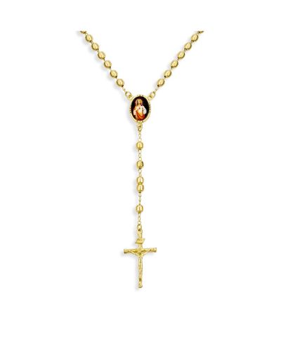Bling Jewelry Heart of Jesus Crucifix Cross Catholic Rosary Beads Necklace Gold Plated