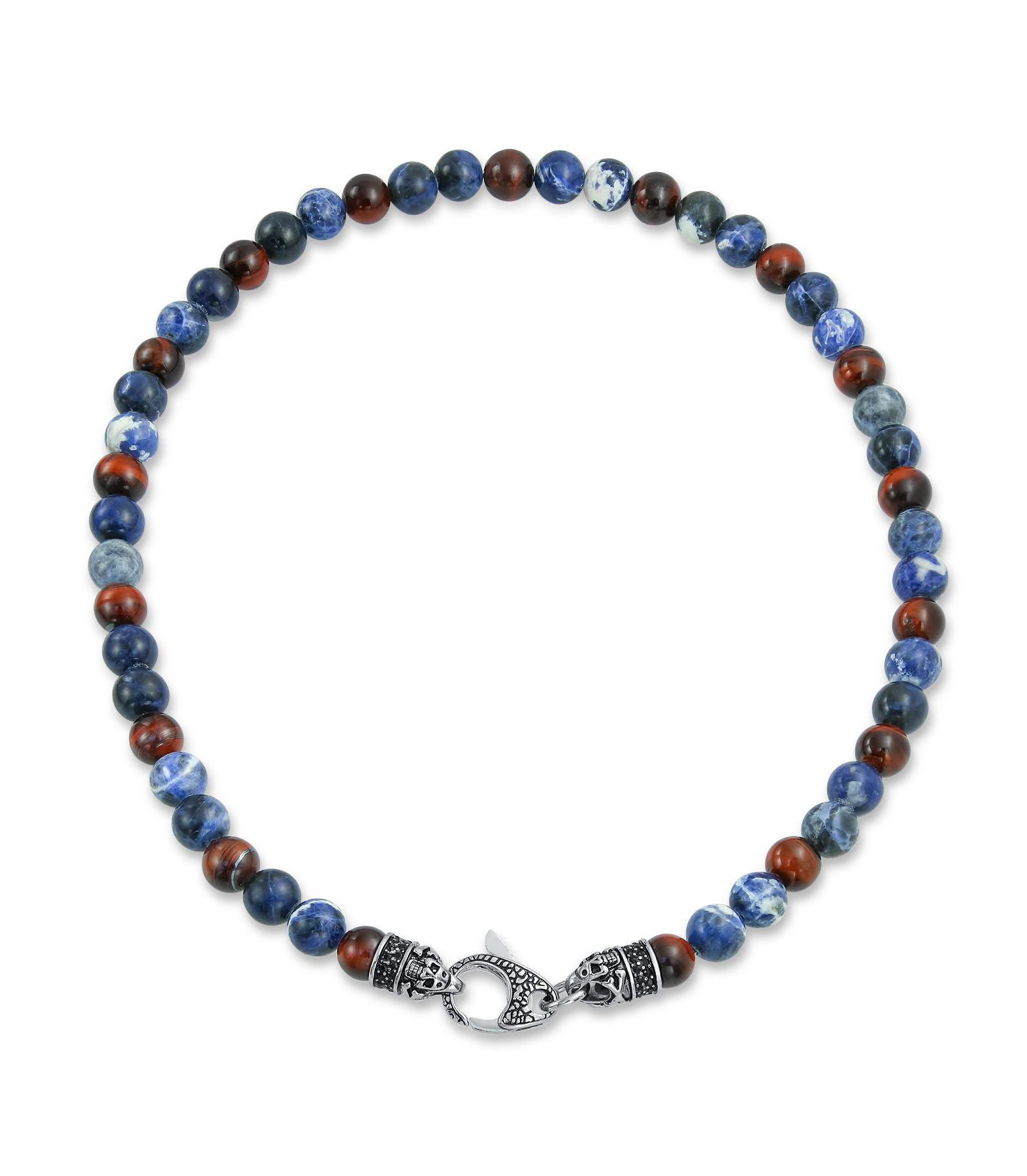 Ожерелье Bling Jewelry Bali Style Clasp Brown Blue Natural Stones Bead Strand из нержавеющей стали