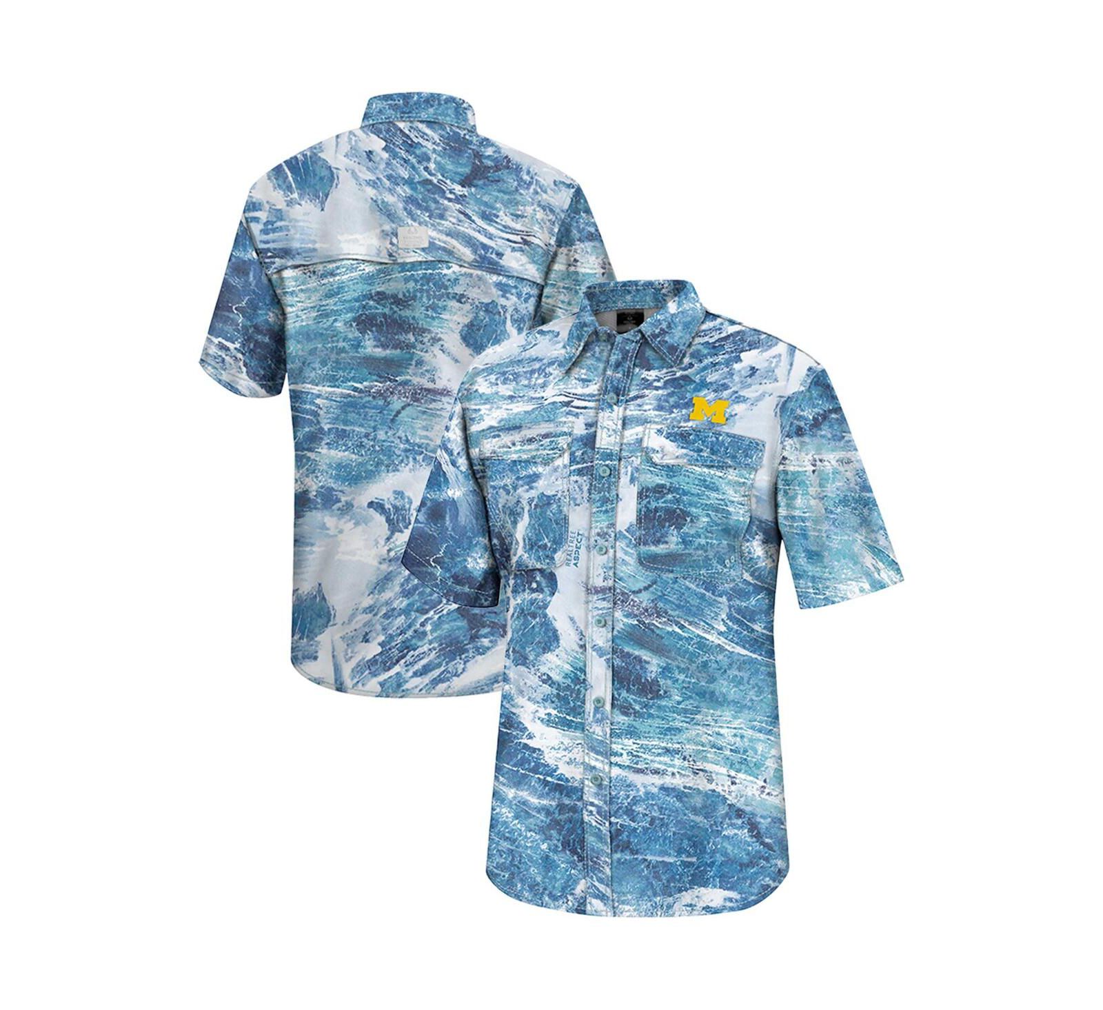 Мужская рыбацкая рубашка Colosseum Blue Michigan Wolverines Realtree Aspect Charter Full-Button