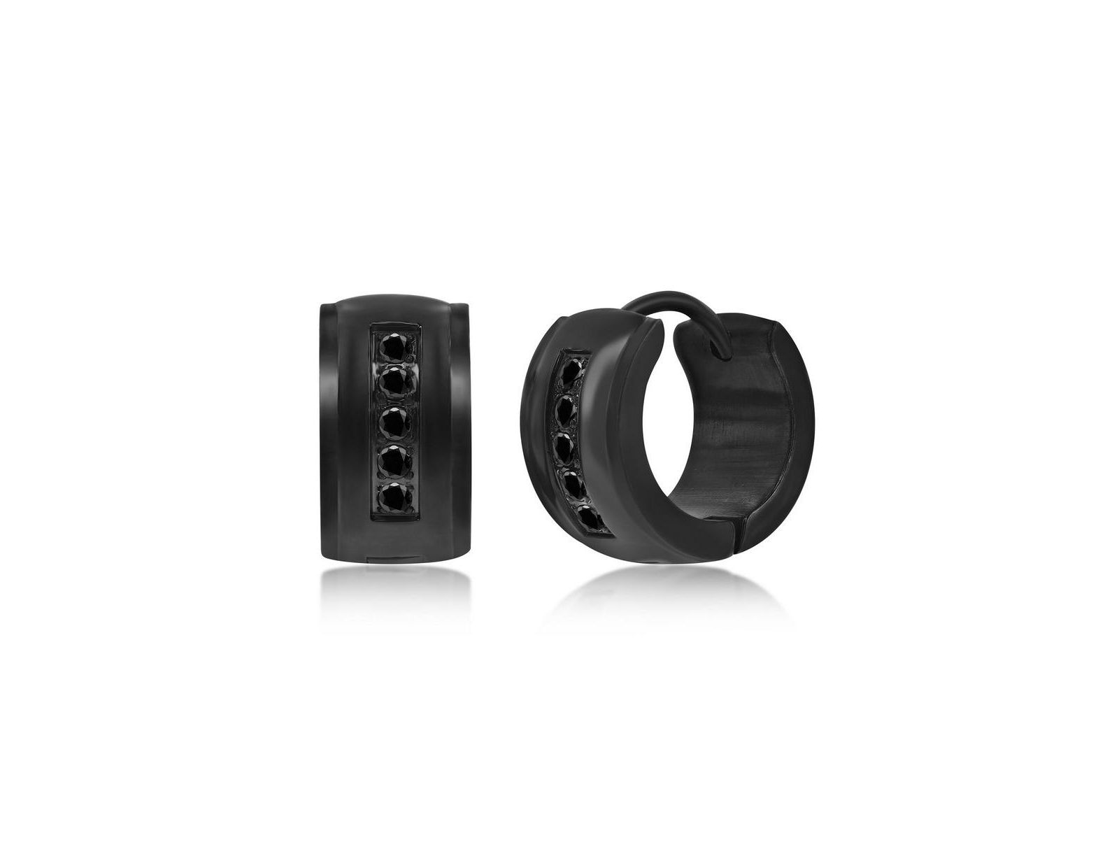 Серьги-кольца Simona Metallo Stainless Steel 13x7mm CZ huggie