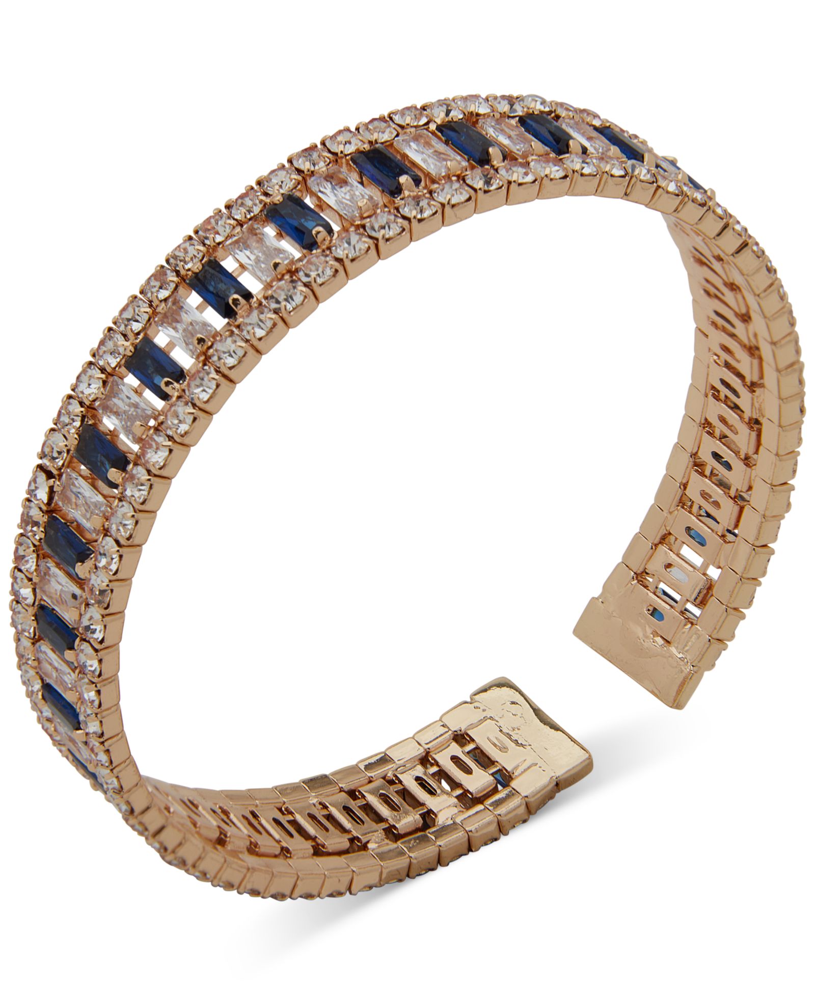 Anne Klein Браслет Cuff Blue Baguette Stone Gold-Tone
