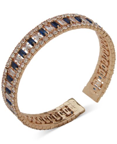 Anne Klein Браслет Cuff Blue Baguette Stone Gold-Tone