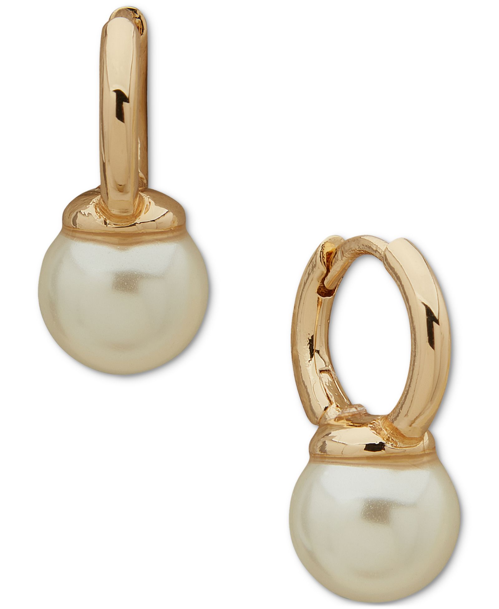 Серьги Anne Klein Gold-Tone Imitation Pearl Hoop Drop