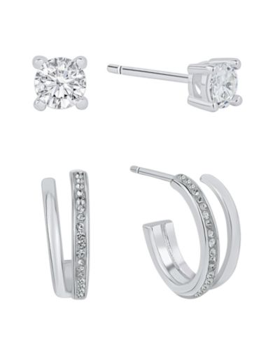 And Now This Crystal Hoop and Cubic Zirconia Stud Earring Set