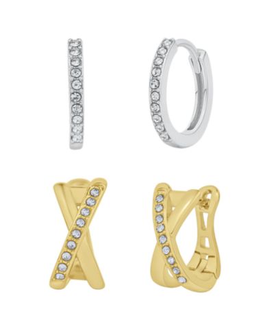 And Now This Clear Crystal Stone Hoop Earring Set