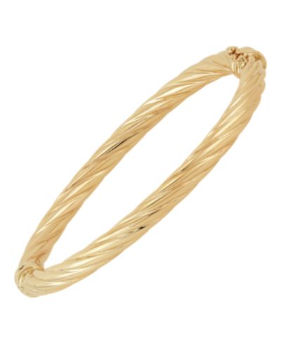 Italian Gold Twist Hinge Bangle Bracelet in 14k Gold or White Gold