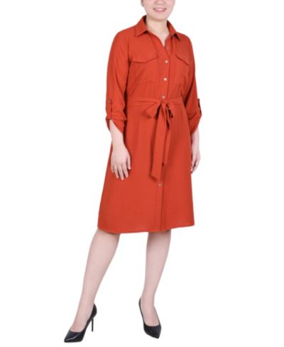 Женское платье-рубашка NY Collection Long Roll Tab Sleeve