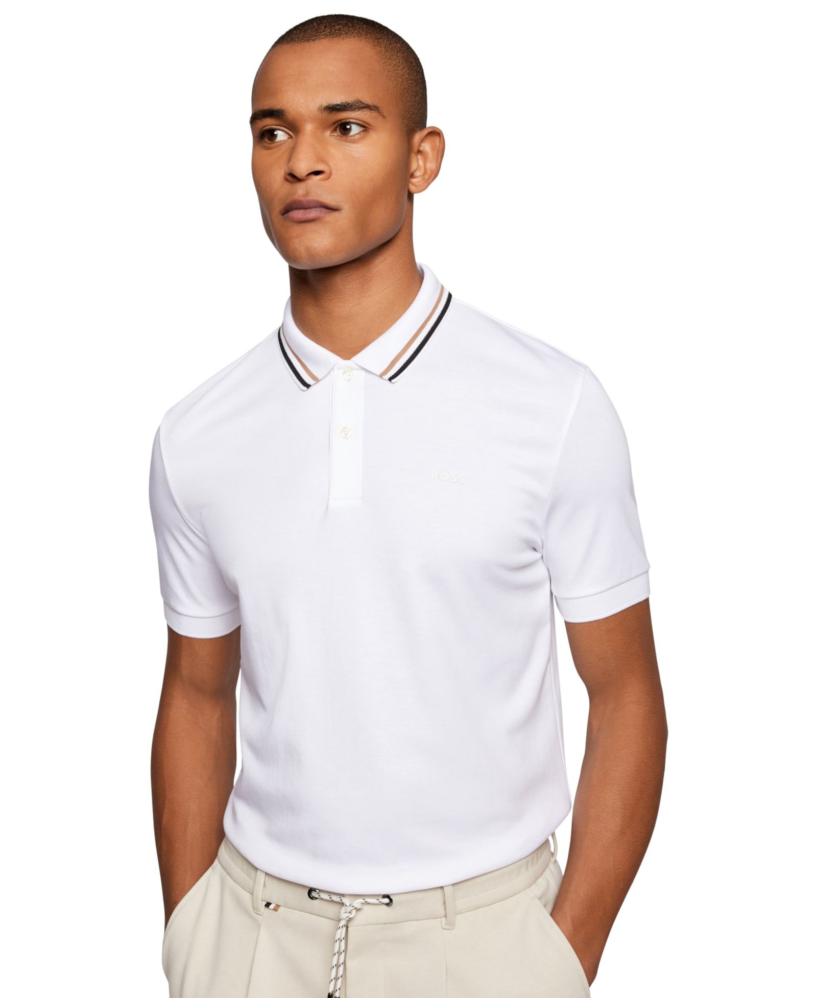 BOSS by Hugo Boss Men's Cotton Slim-Fit Striped Collar Polo Shirt