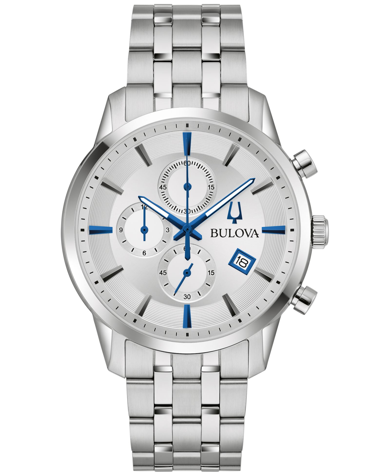 Bulova Men's Chronograph Classic Sutton Stainless Steel Bracelet Watch 41mm
