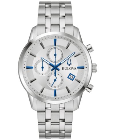 Мужские классические хронограф часы Bulova Sutton Stainless Steel Bracelet 41mm