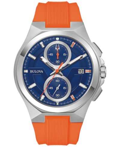 Мужские часы Bulova Chronograph Marc Anthony Maquina с хронографом и оранжевым силиконовым ремешком, 46 мм