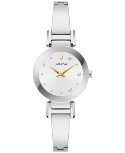 Bulova Women's Marc Anthony Modern Diamond Accent Stainless Steel Bangle Bracelet Watch 26mm