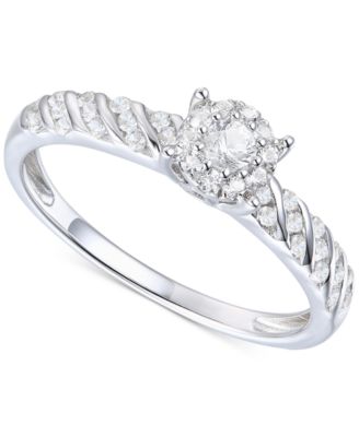 Кольцо Promised Love Diamond Halo Cluster (1/3 ct. t.w.) в Sterling Silver