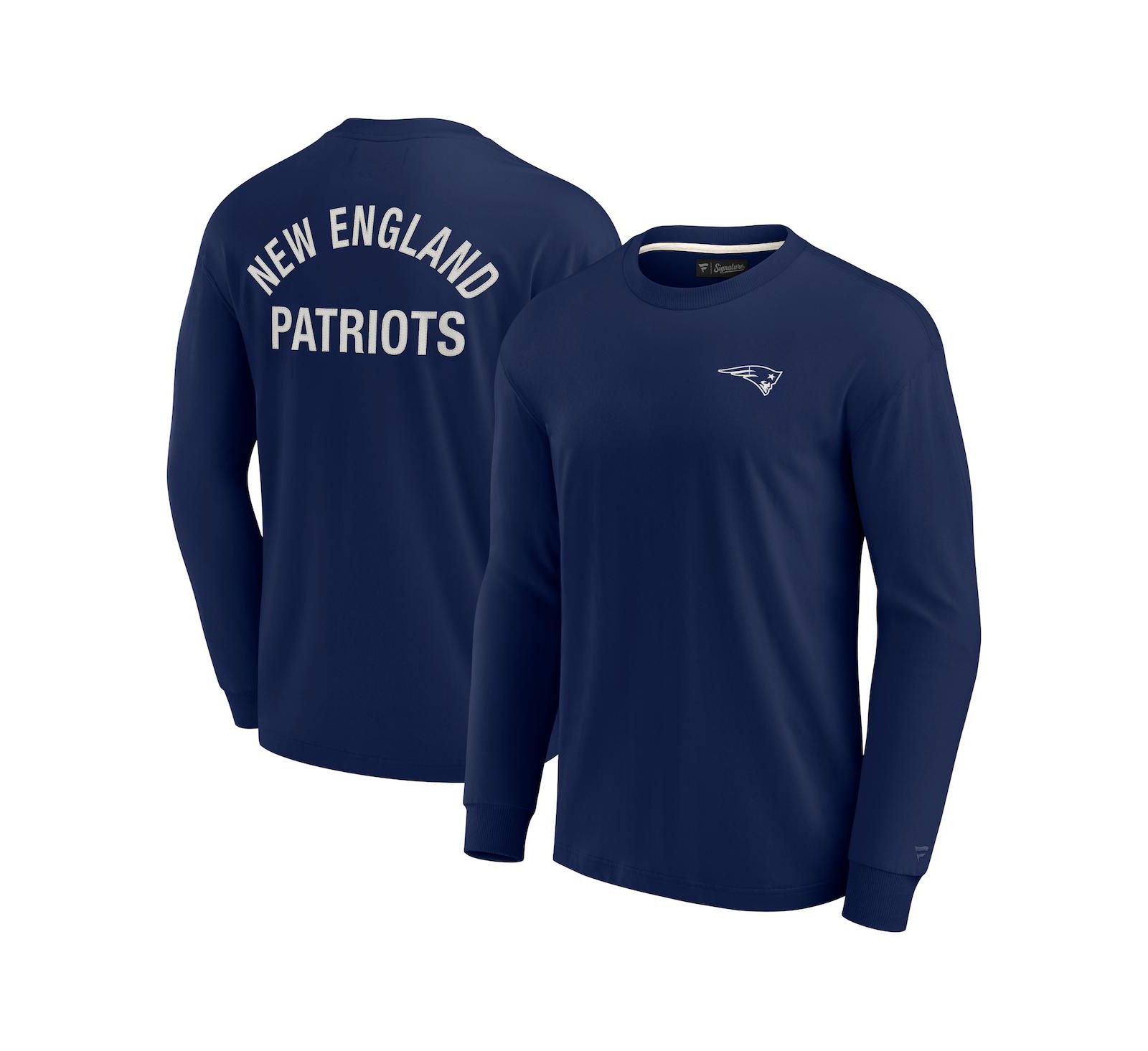 Fanatics Signature Мужская и женская супермягкая футболка с длинным рукавом New England Patriots, темно-синяя