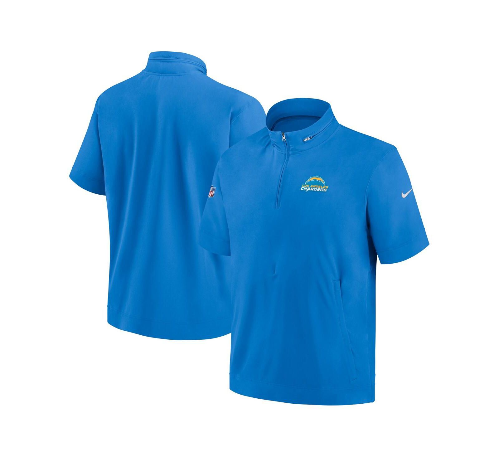 Мужское худи Nike Los Angeles Chargers Sideline Coach Short Sleeve Quarter-Zip светло-голубого цвета