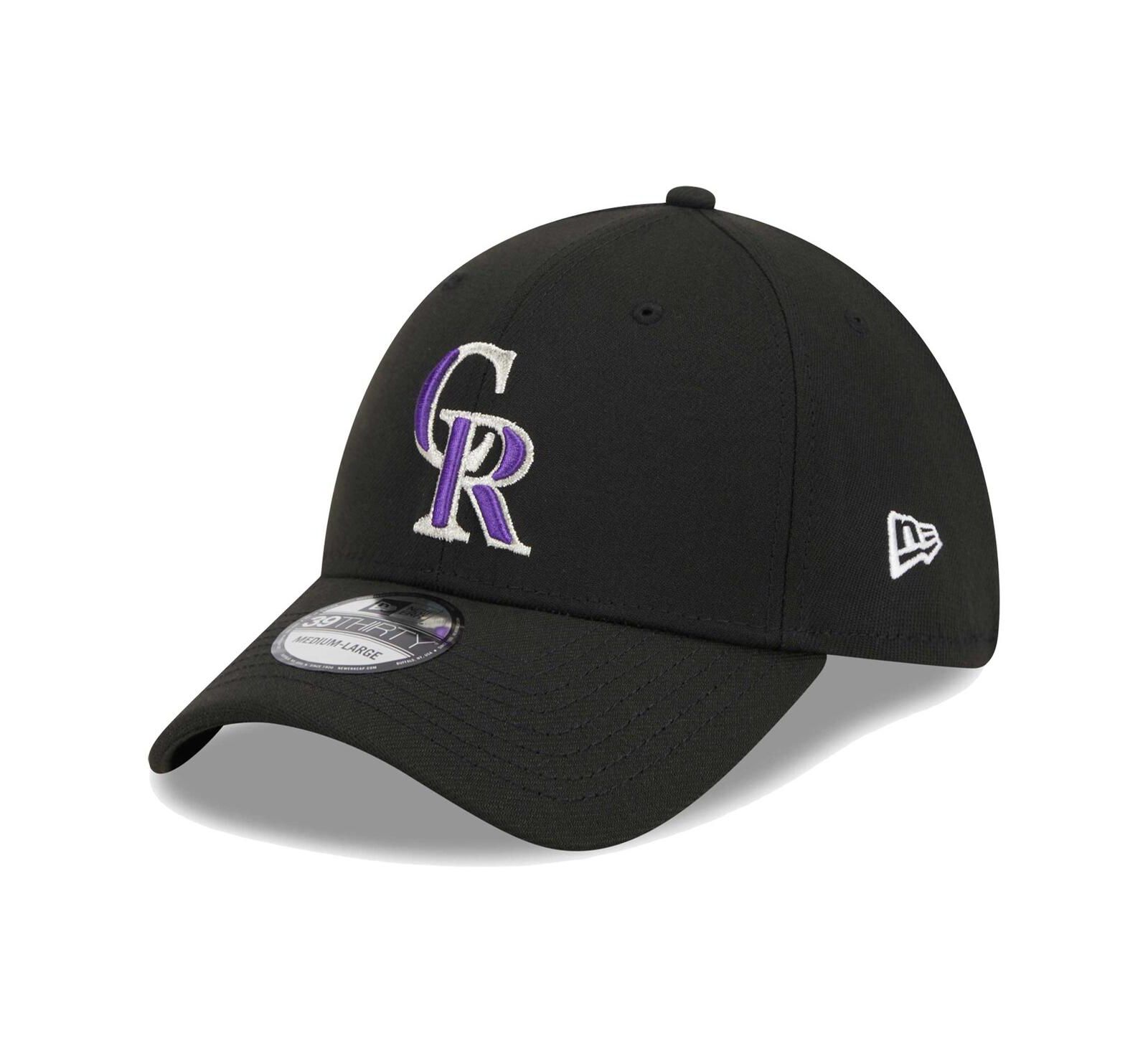 Мужская кепка New Era Black Colorado Rockies Logo 39THIRTY Flex
